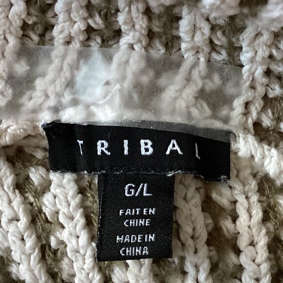 Tribal Women's Drawstring Cowl Neck Knit Sweater Earthy Neutral Tones Size G/L - Picture 8 of 8
